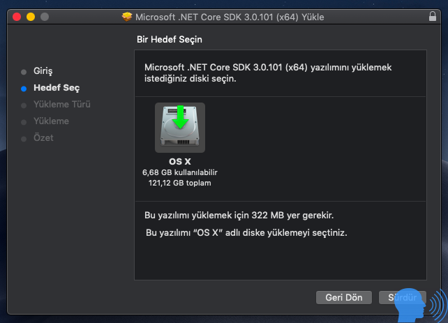 .net core os x nasıl yüklenir